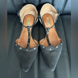 Halogen “Rock Stud” Black Snake Print Flats 9